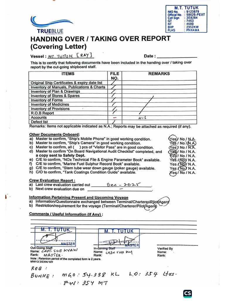 Handing Overtanking Over Report | PDF
