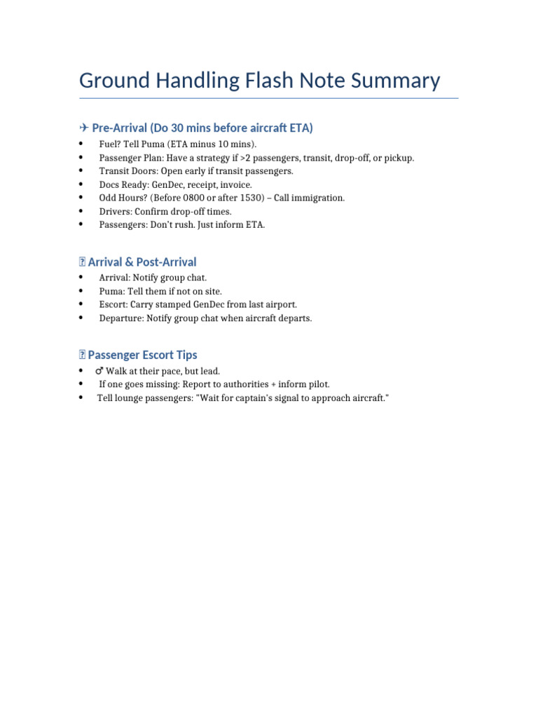 Ground Handling Flash Notes | PDF