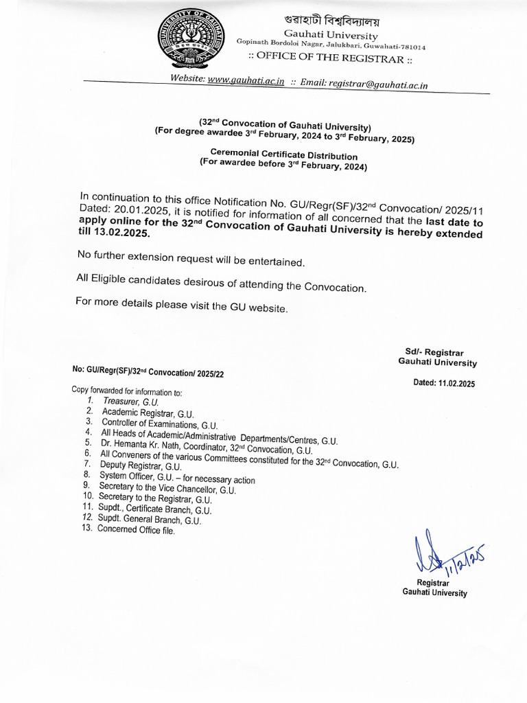 Convocation Date Extension Form Fill Up | PDF