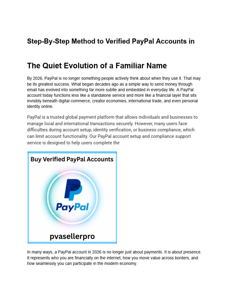 Step-By-Step Method To Verified PayPal Accounts in | PDF | Pay Pal | Money