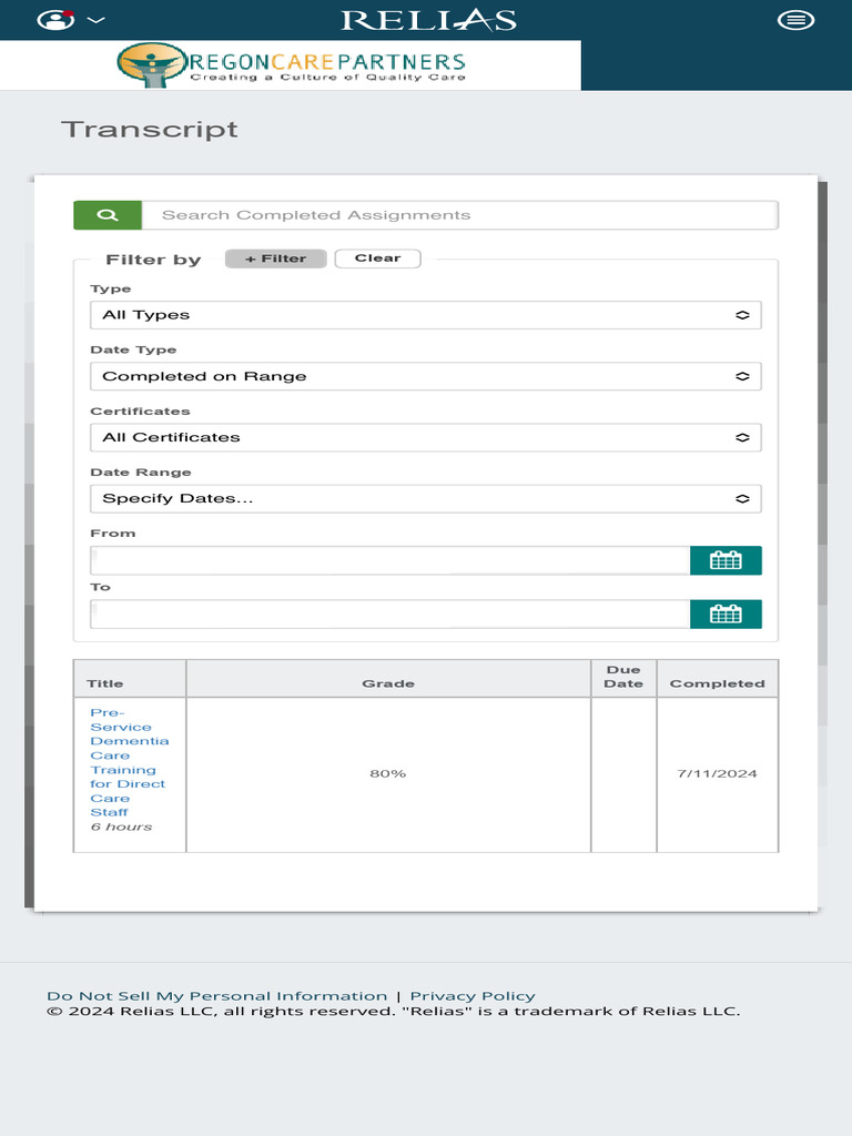 Relias - Oregon Care Partners | PDF