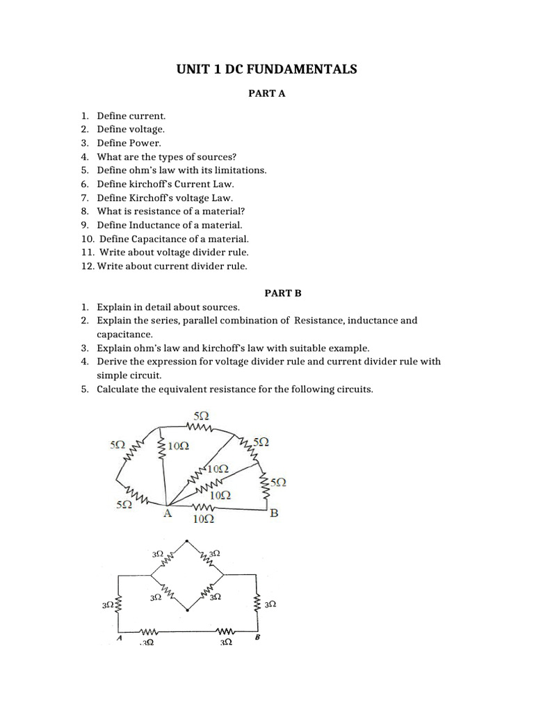UNIT 1 Question Bank | PDF
