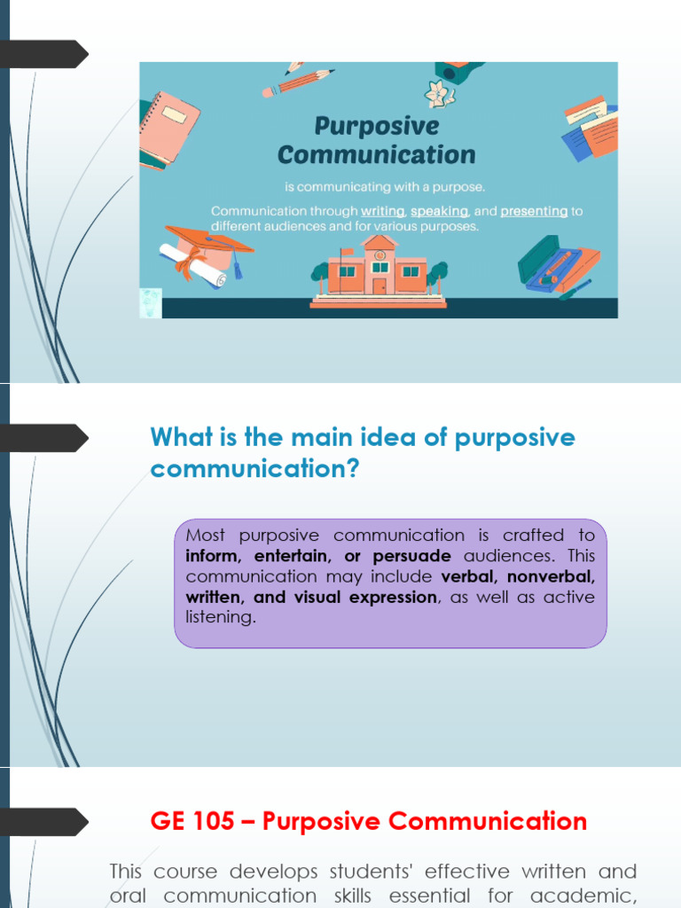 GE 105 Purposive Communication. Lessons | PDF | Communication | Public ...