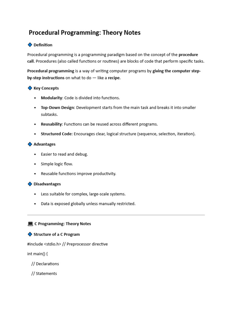 Procedural Programming | PDF | Integer (Computer Science) | Pointer ...