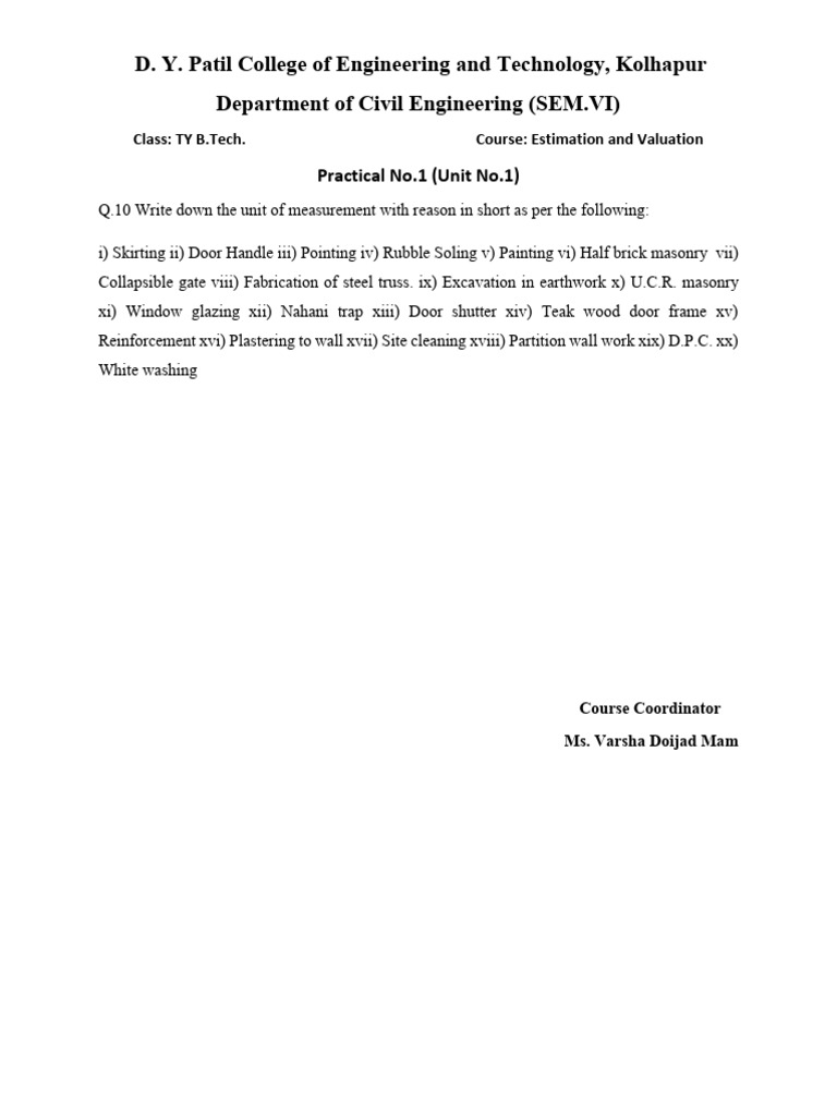 Practical No.1 - Unit of Mesurement | PDF