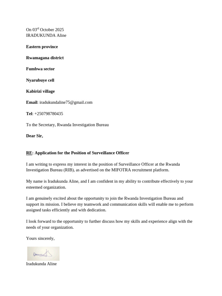 Aline Letter | PDF