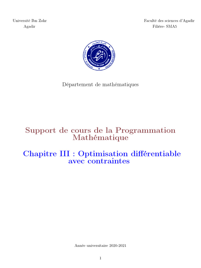 Cours Chap3 PM 20 21 | PDF | Optimisation mathématique | Matrice ...