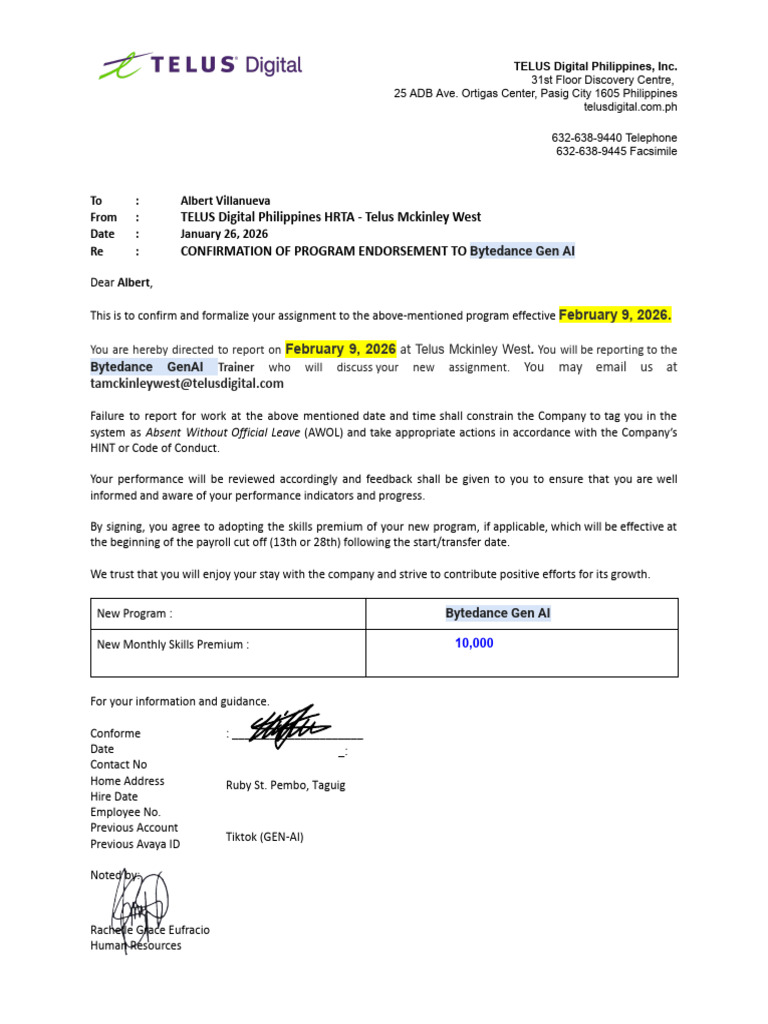 UPDATED Assignment Letter - Albert Villanueva | PDF | Business