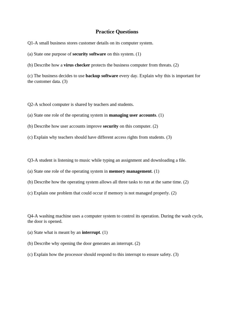 Chapter 4 - Practice Questions With Answer Key | PDF | Computer Virus ...