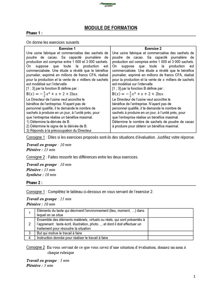 Module de Formation Situation Complexe MATHS by TEHUA | PDF | Mathématiques