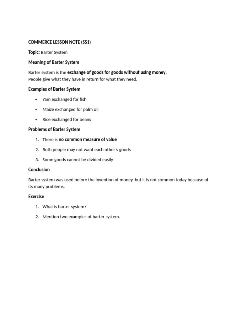 Commerce Lesson Note | PDF