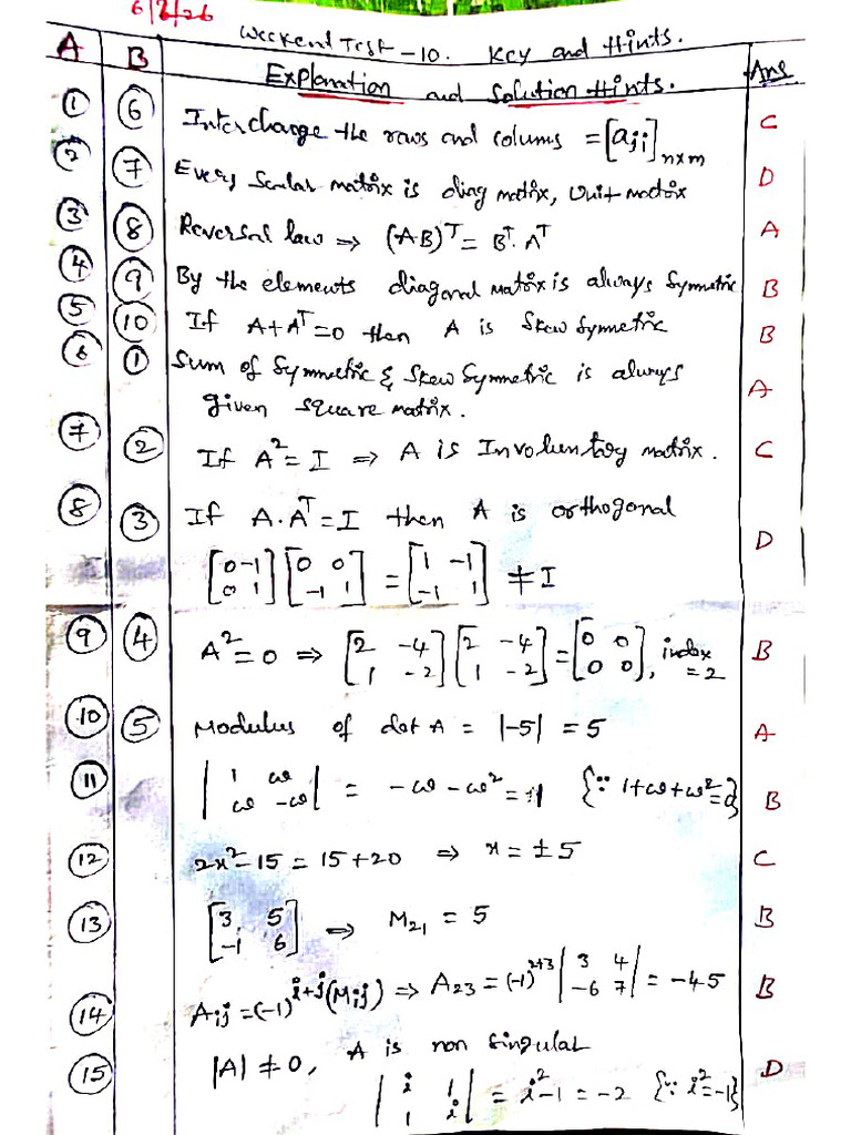 Maths - Answer Key | PDF