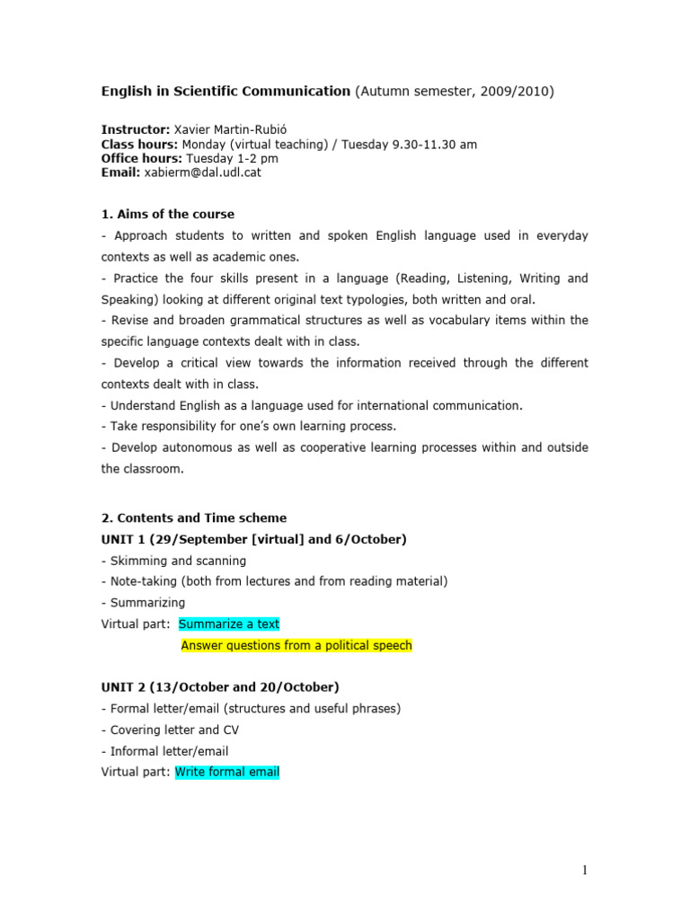 English in Scientific Communication 0910 | PDF | English Language ...