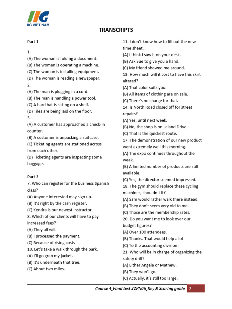 C4 Practice - Script + Spec | PDF | Vocabulary | Word