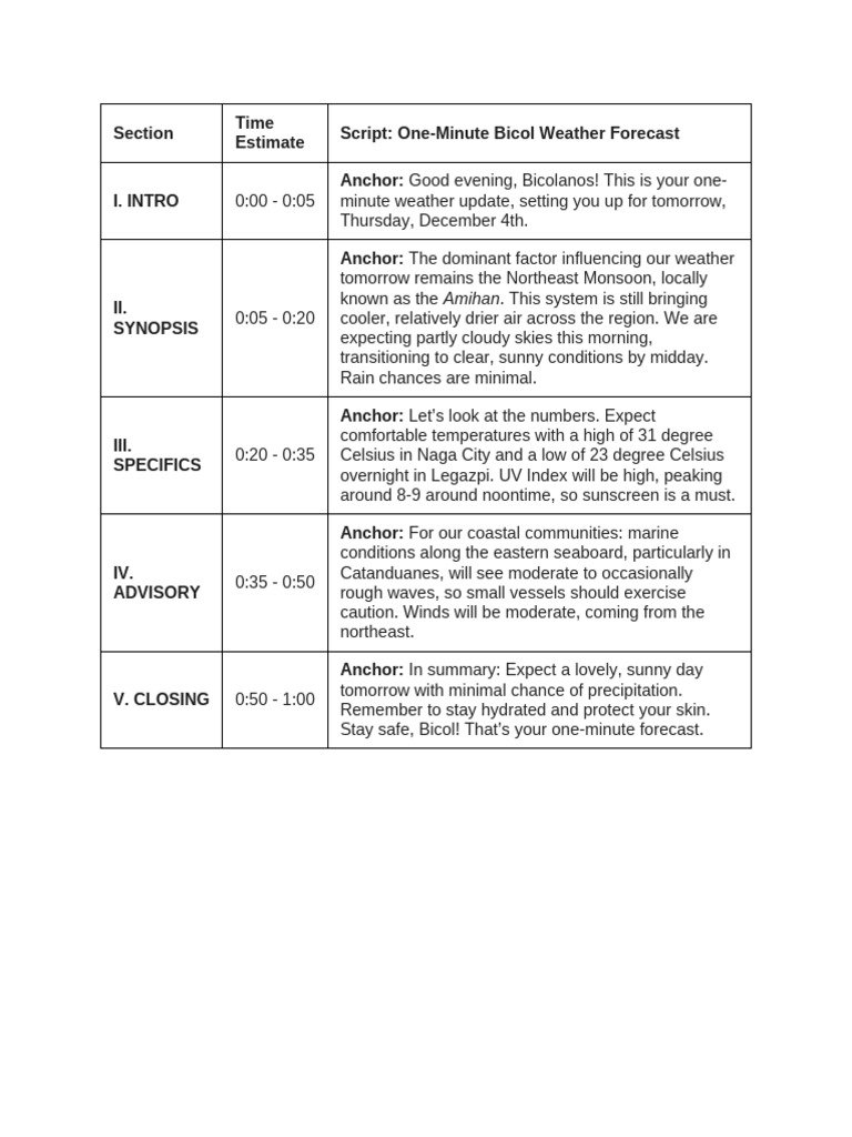 one-minute-weather-report | PDF | Weather Forecasting | Weather