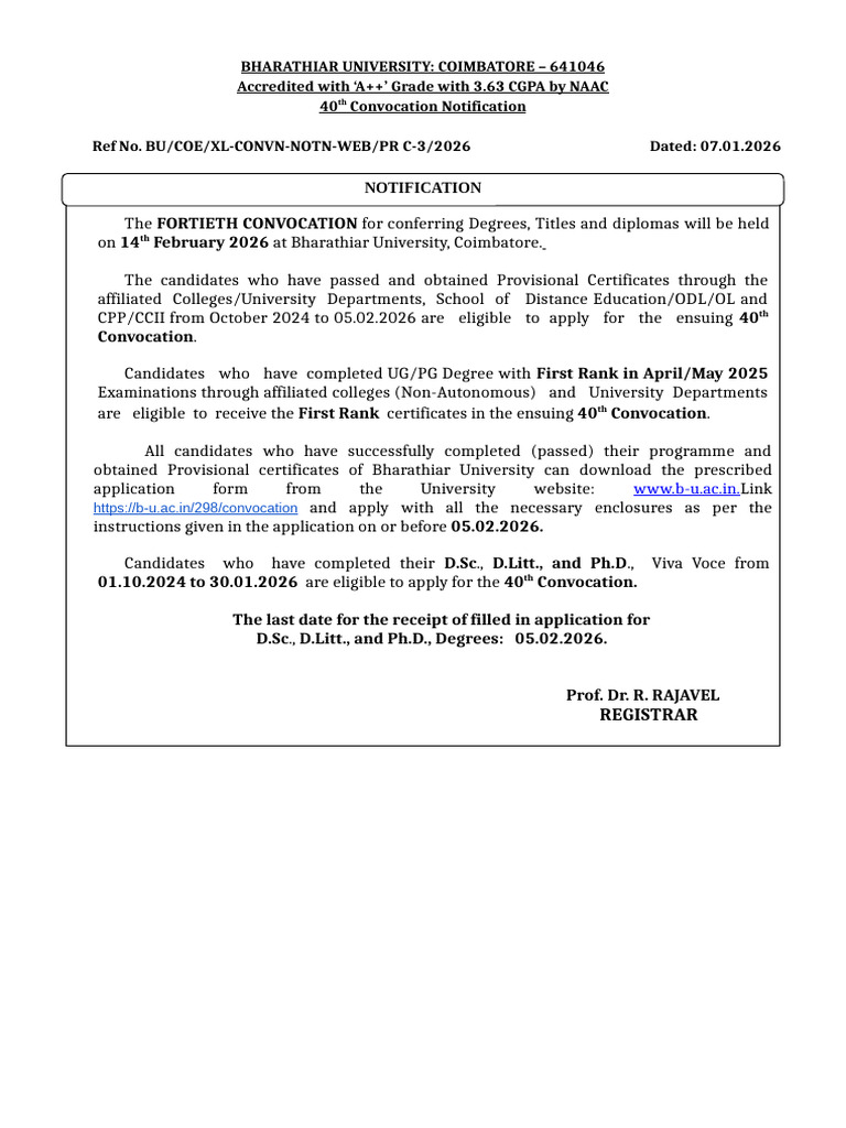 40th Convocation WEB Notification | PDF