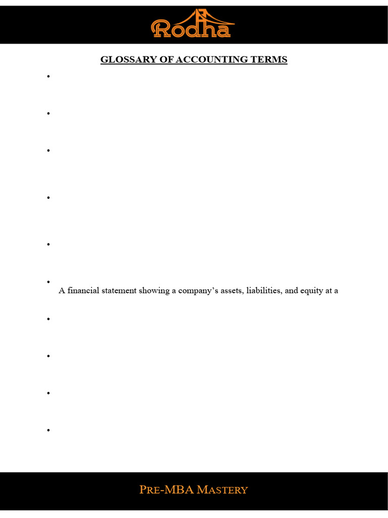 Glossary of Accounting Terms | PDF | Debits And Credits | Expense