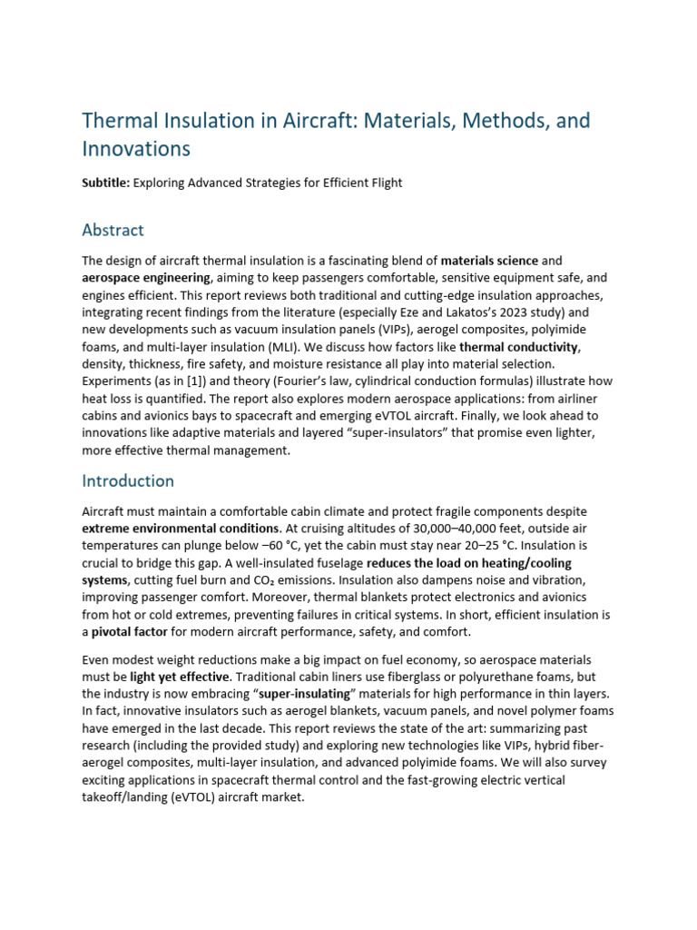 Thermal Insulation in Aircraft | PDF | Thermal Insulation | Heat Transfer
