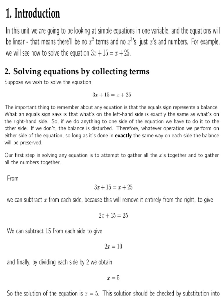 Week 6 Linear Equations in One Unknown New Microsoft Powerpoint ...