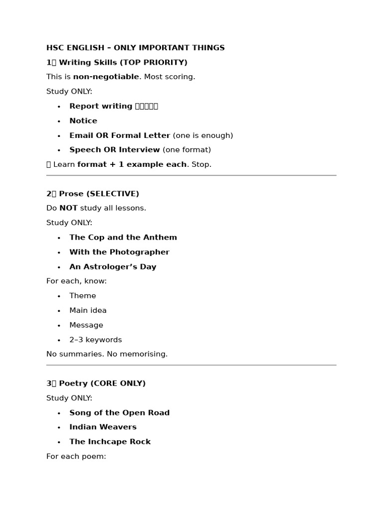 HSC English | PDF