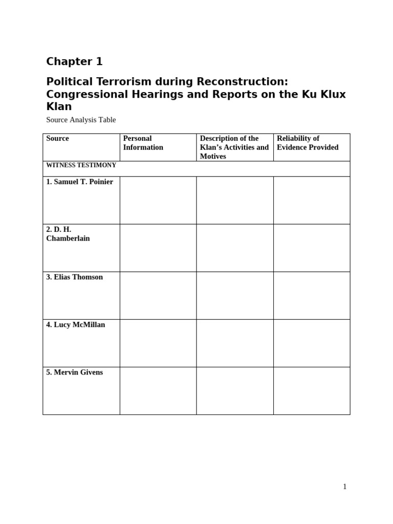 Chapter 1 Source Analysis Table-1 | PDF