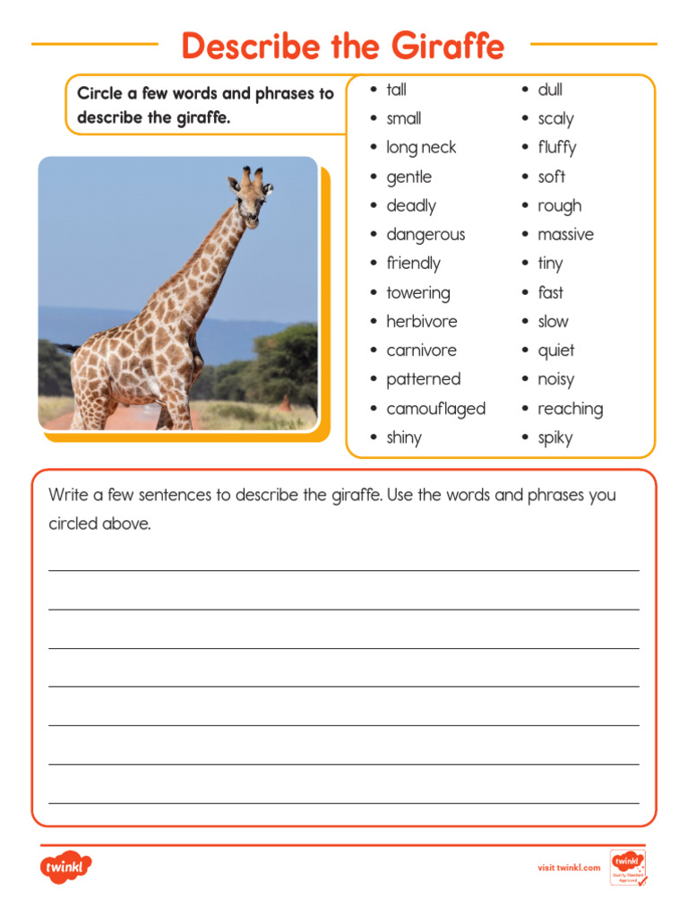Describe The Giraffe Activity Color | PDF
