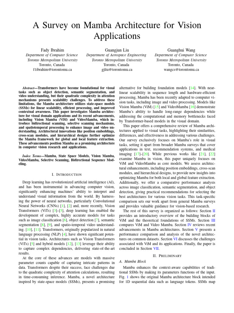 (New) Survey For Visual Mamba | PDF | Computer Vision | Machine Learning