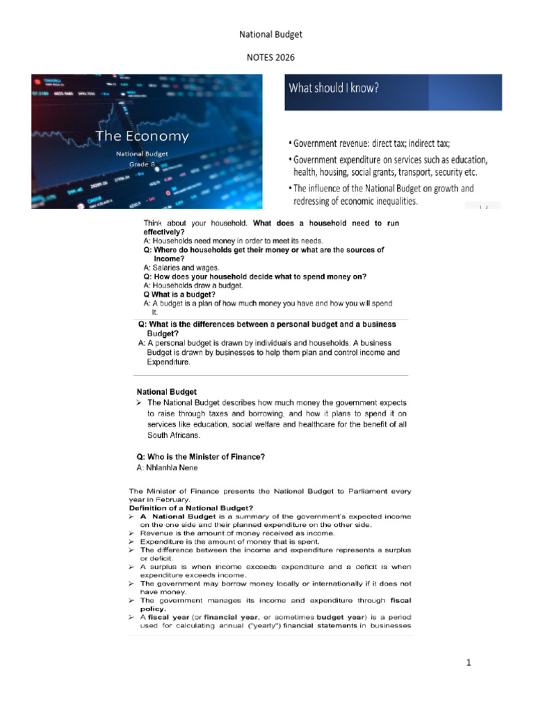 National Budget - Notes 2026 - NEW PDF | PDF