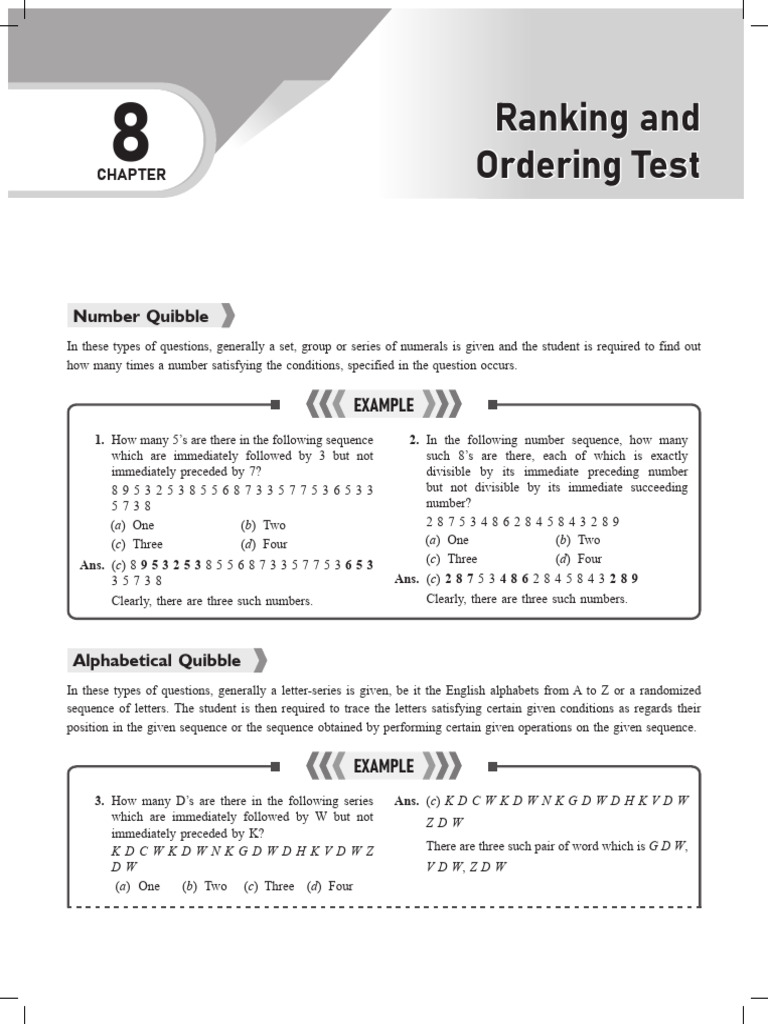 Ranking and Ordering Test | PDF