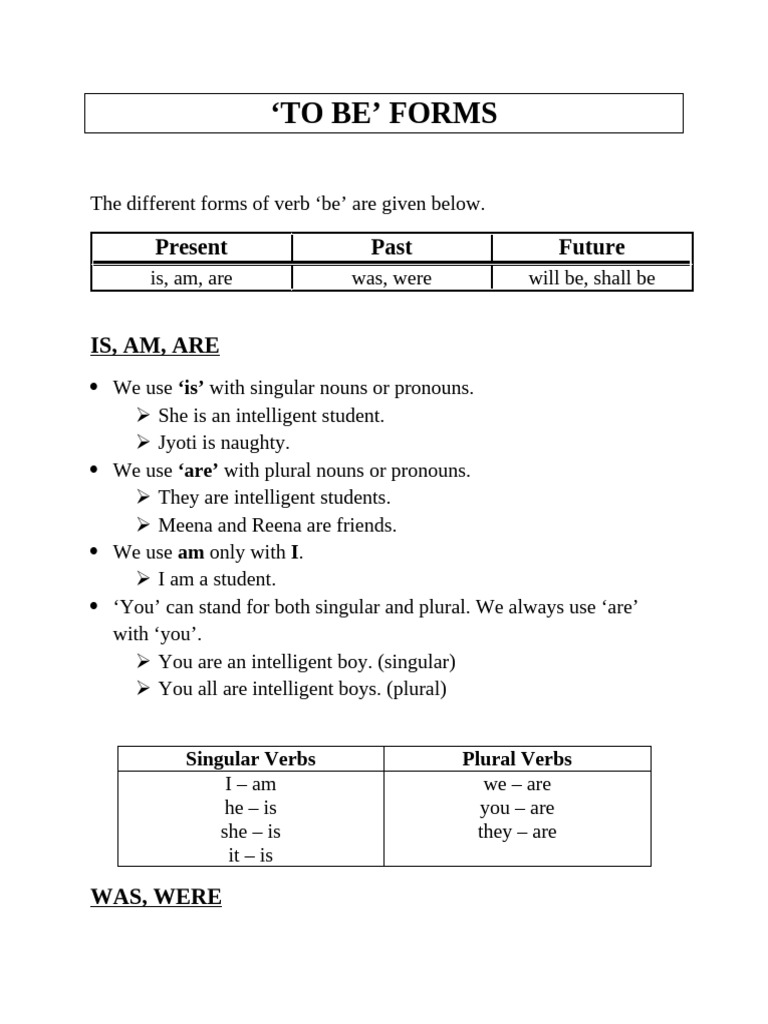 To Be Forms | PDF