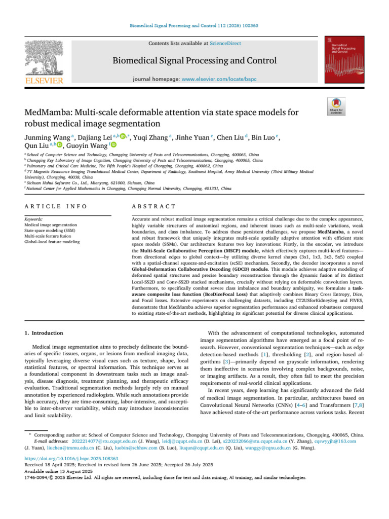 Med Mamba | PDF | Image Segmentation | Accuracy And Precision