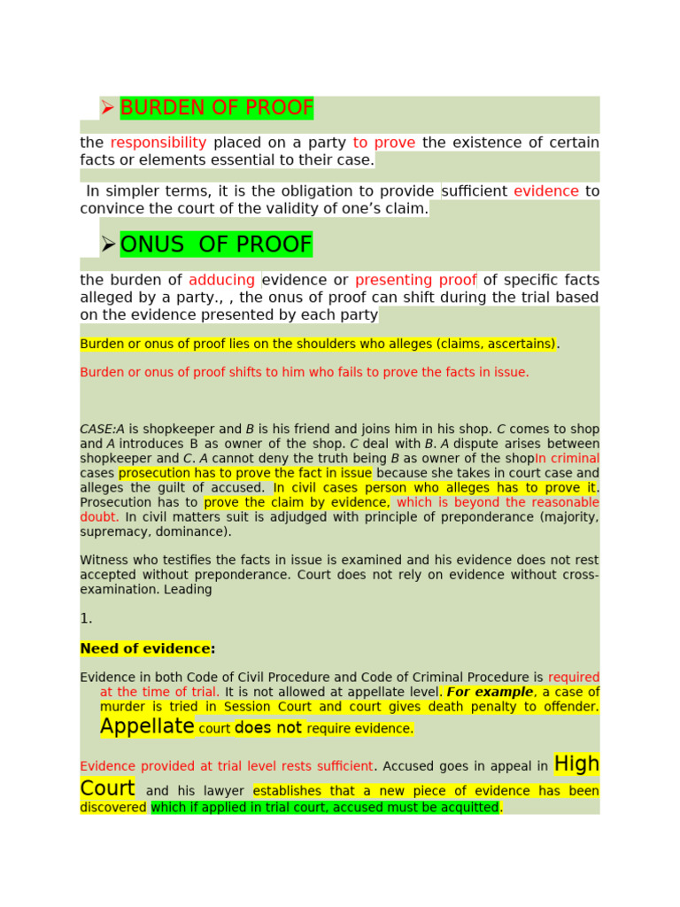 B.S Lecture Evidence - 3 | PDF | Burden Of Proof (Law) | Confession (Law)