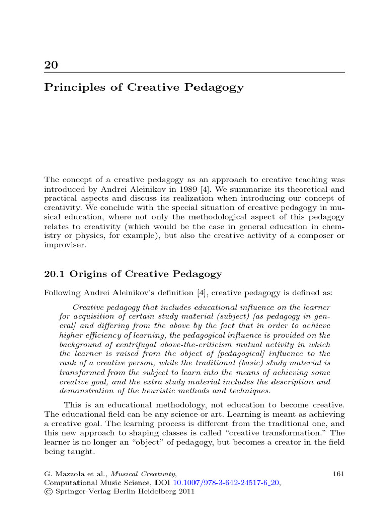 Principles Creative Pedagogy | PDF | Pedagogy | Methodology