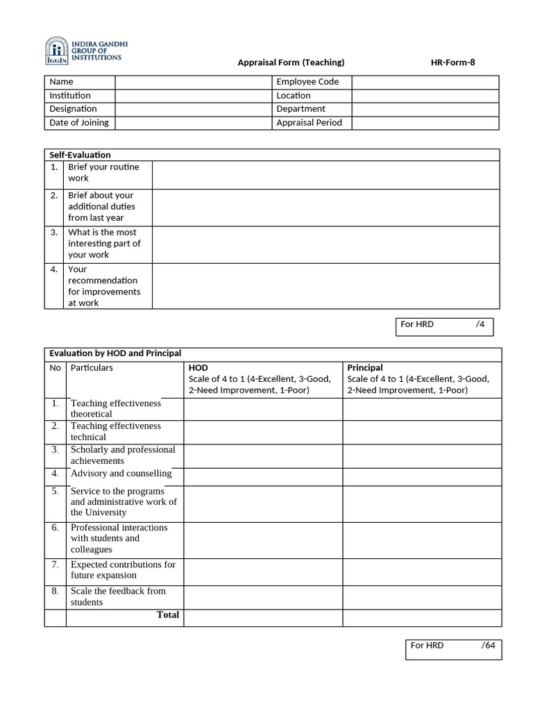 Appraisal Form-8 Teaching | PDF | Chess Theory | Chess