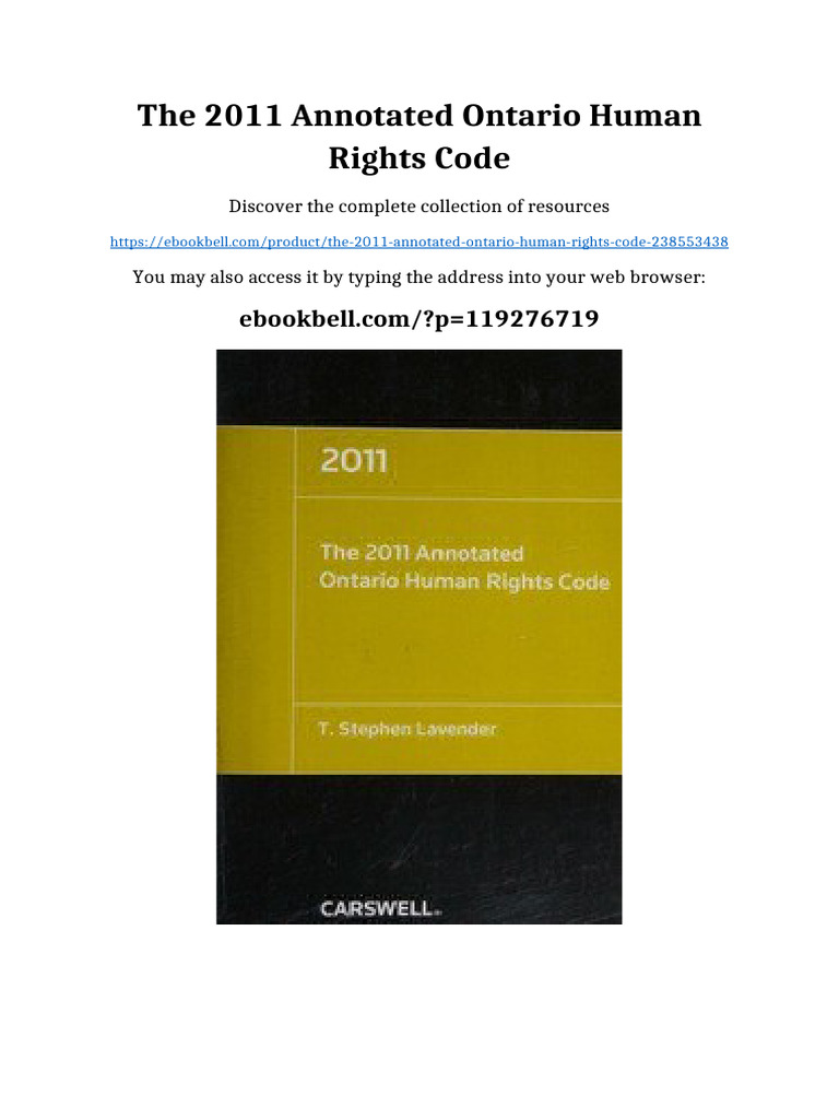 The 2011 annotated Ontario Human Rights Code online reading | PDF