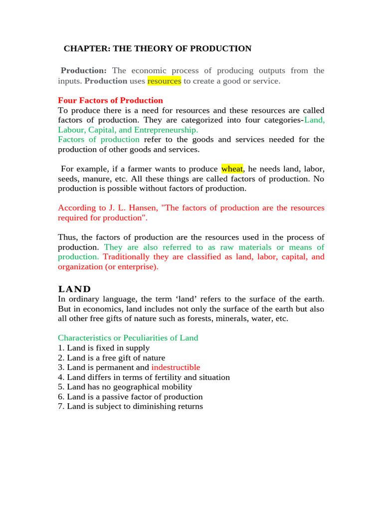 7. the Theory of Production (1) | PDF | Factors Of Production ...