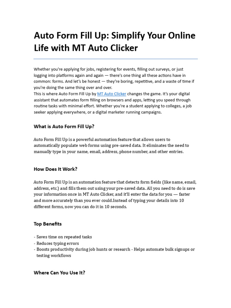 Auto Form Fill Up MT Auto Clickerf | PDF | Automation | Mobile App