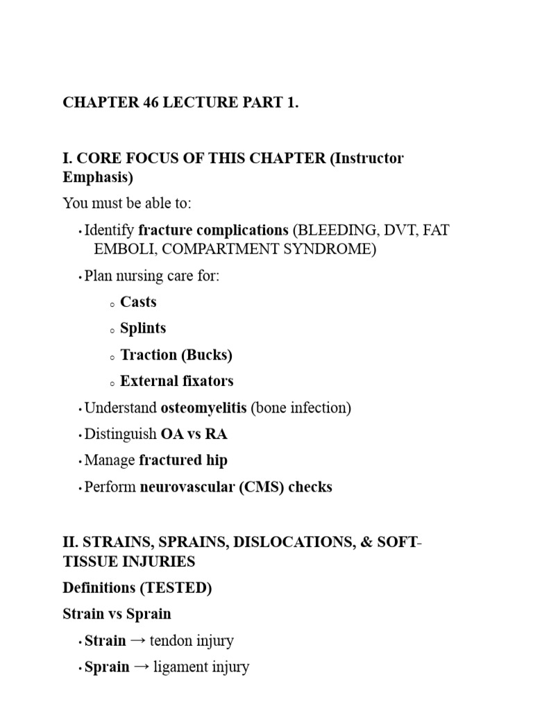 Chapter 46 Lecture Part 1 | PDF | Injury | Medical Specialties