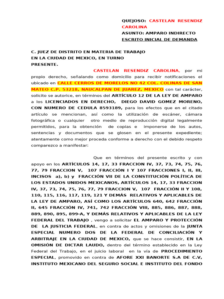 Amparo Indirecto. Omision de Laudo | PDF | Caso de ley | Judicaturas