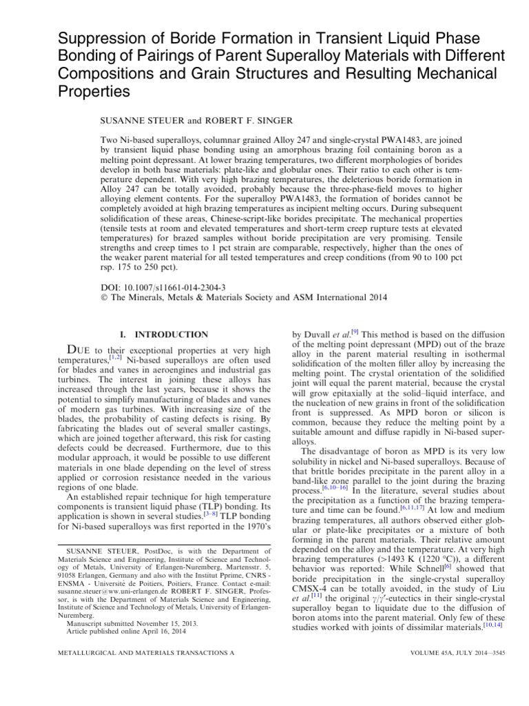 Suppression of Boride Formation in Transient Liquid Phase Bonding of ...