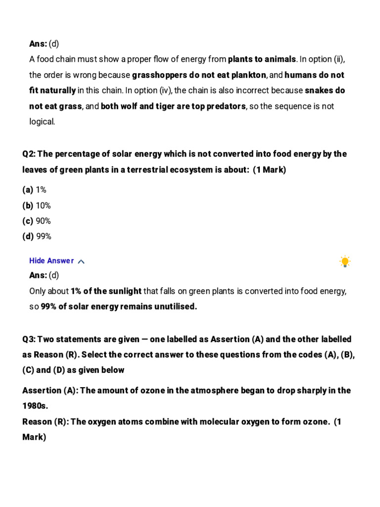 Class 10 Science - Previous Year Questions - Our Environment | PDF ...