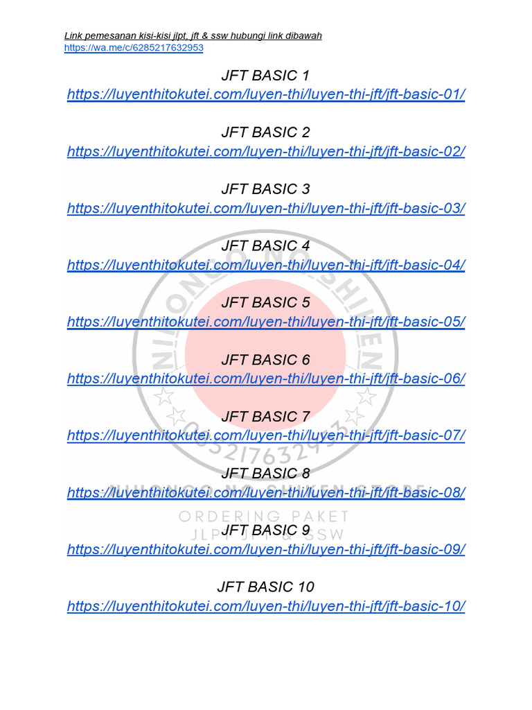 Link JFT Basic Vietnam | PDF