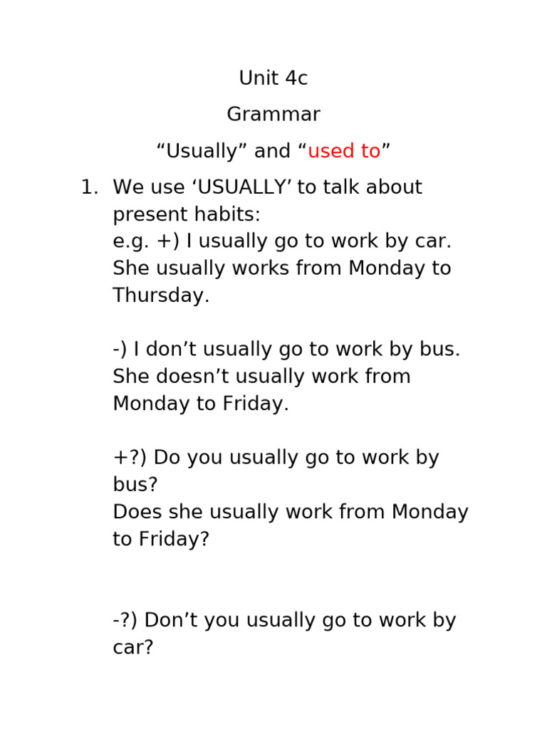 Used To and Usually | PDF