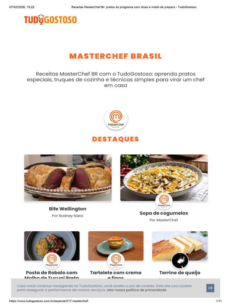 Receitas MasterChef Br_ pratos do programa com dicas e modo de preparo ...