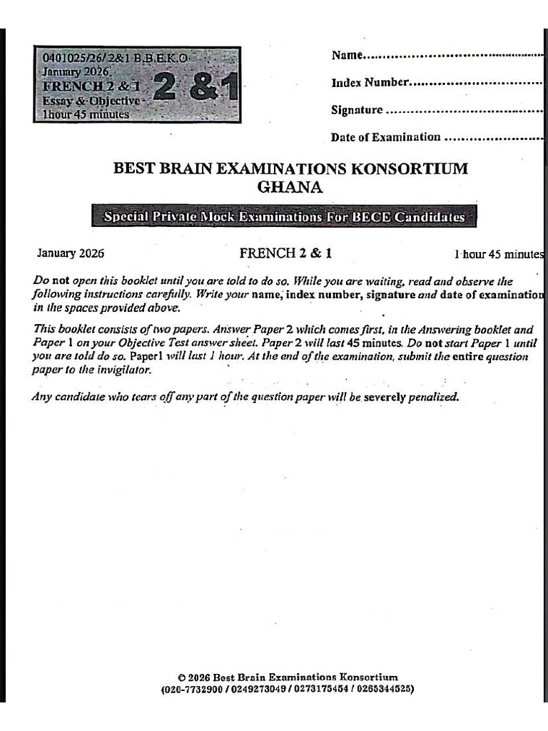 Best Brain, French - Jan 26 | PDF
