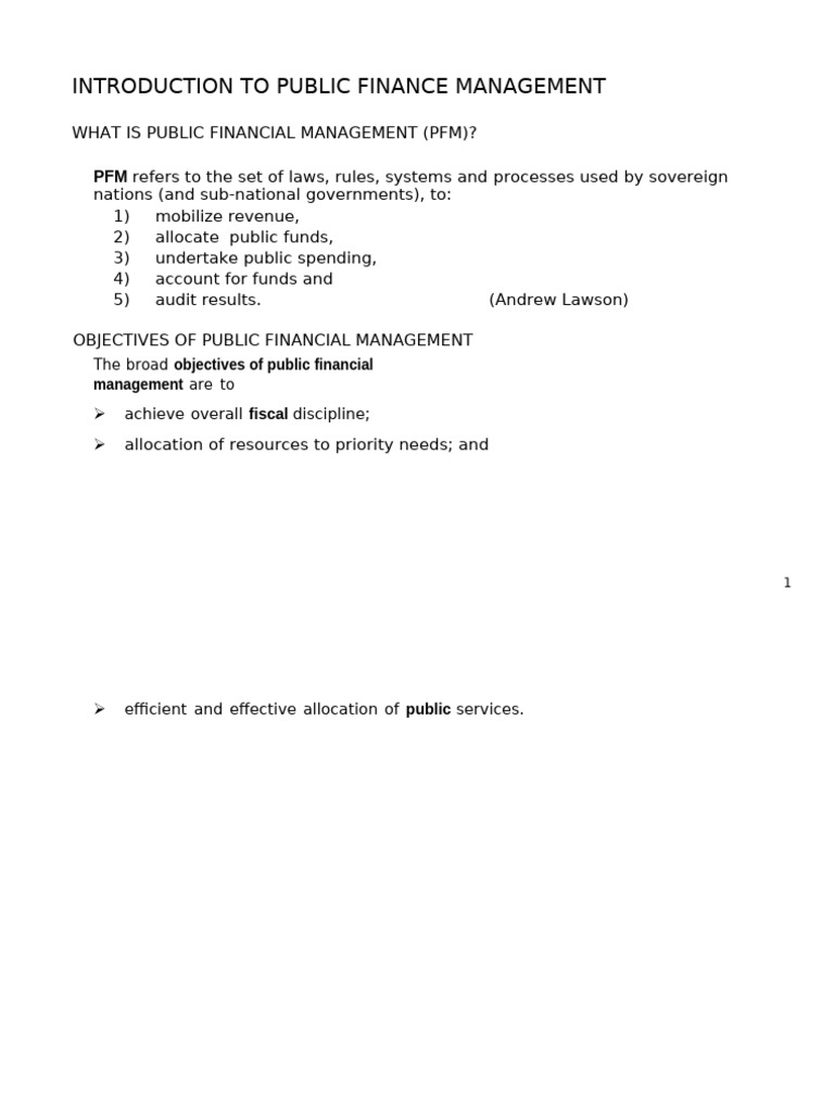 PIPFA PFM Lecture 2 Intro PFM-1 | PDF | Public Finance | Government ...