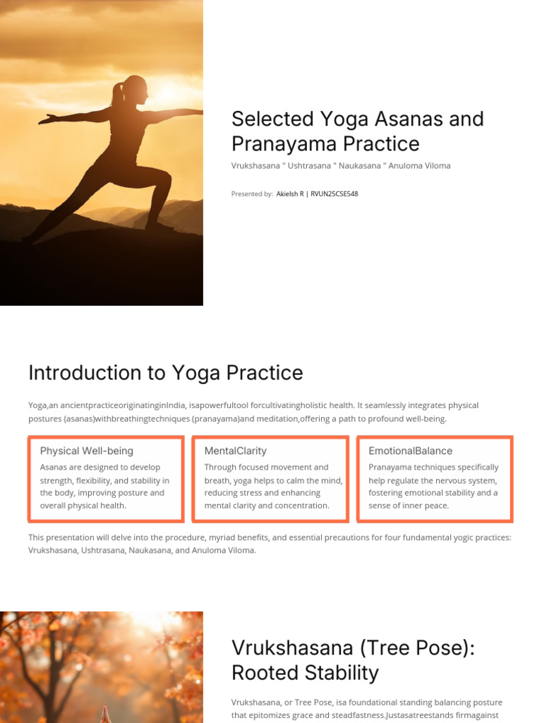 Selected Yoga Asanas and Pranayama Practice PDF | PDF | Asana | Yoga