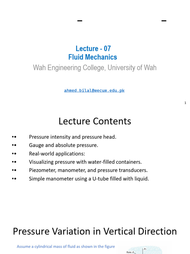 Fluid Mechanics Lecture 7 | PDF | Buoyancy | Pressure