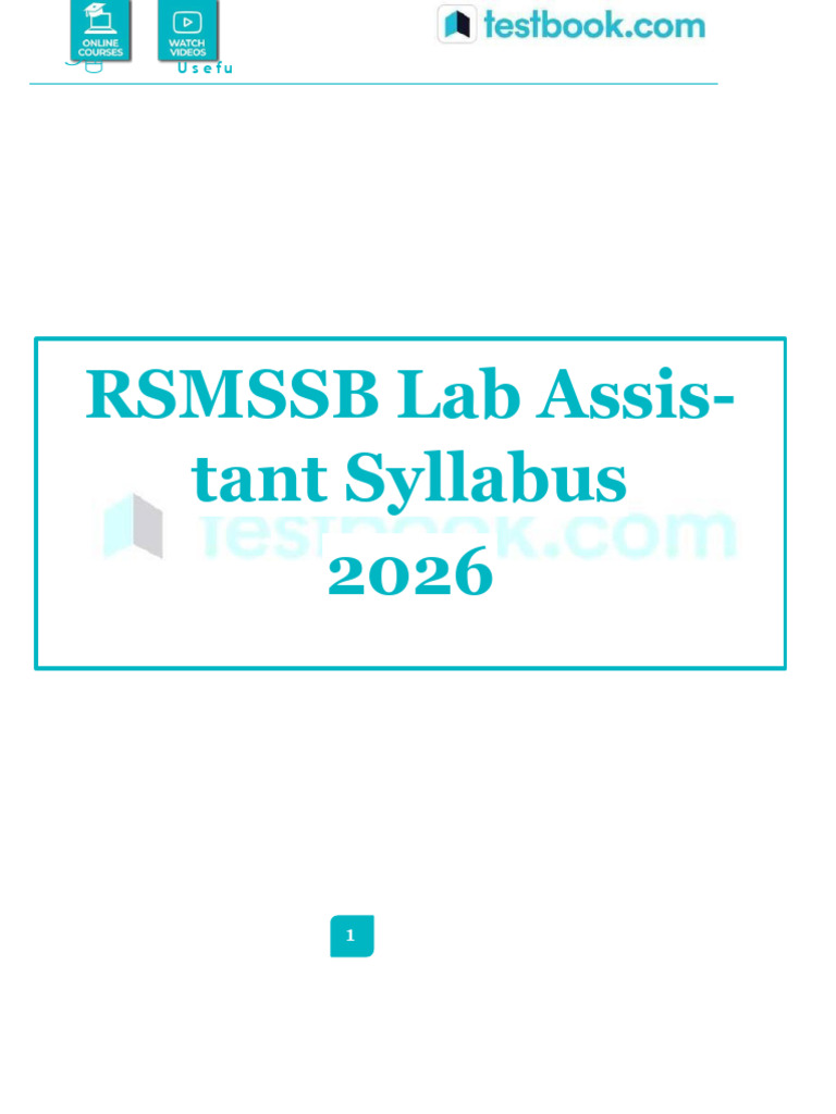 RSMSSB Lab Assis-Tant Syllabus 2026: Usefu | PDF