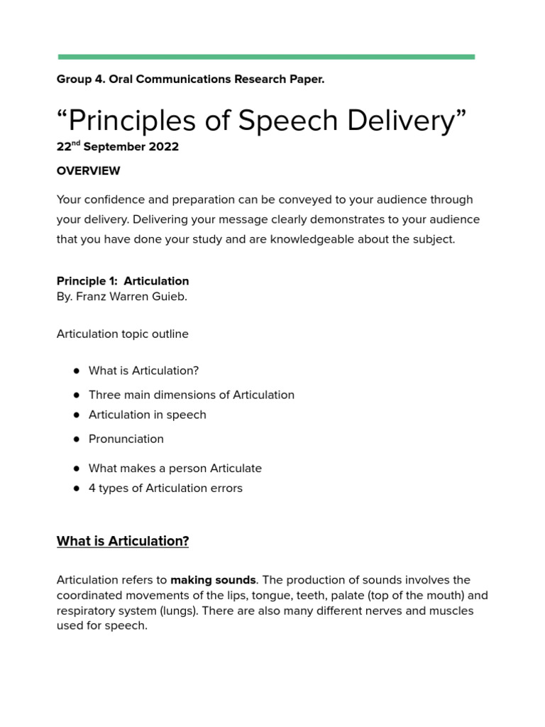 Oral Communications Research Paper | PDF | Body Language | Nonverbal ...